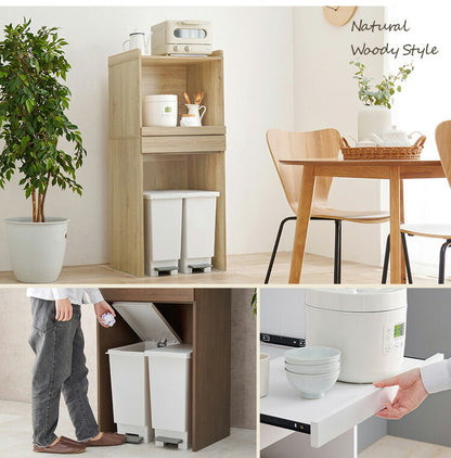 ゴミ箱上ラック 幅58 引出し・スライド棚付き 2段 ごみ箱上ラック 大容量 ゴミ箱 上 ラック レンジ台 レンジラック ゴミ箱ラック ごみ箱ラック キッチン収納 ゴミ箱上収納(代引不可)