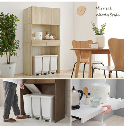 ゴミ箱上ラック 幅88 引出し・スライド棚付き 3段 扉付き ごみ箱上ラック 大容量 ゴミ箱 上 ラック レンジ台 レンジラック ゴミ箱ラック ごみ箱ラック キッチン収納(代引不可)