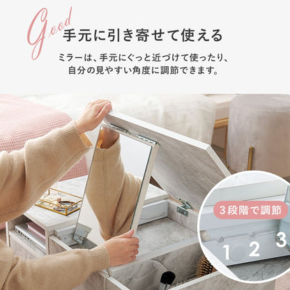 コスメテーブル 幅75 奥行45 高さ38 センターテーブル ドレッサー ローテーブル 北欧 シンプル おしゃれ 白 ホワイト 大理石調 韓国インテリア(代引不可)