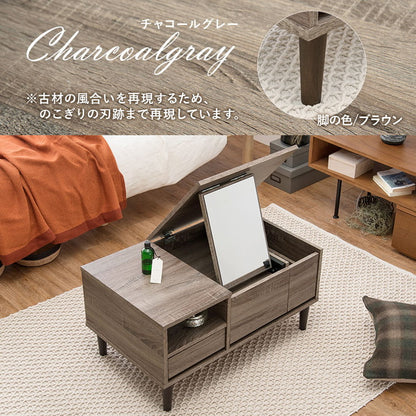 コスメテーブル 幅75 奥行45 高さ38 センターテーブル ドレッサー ローテーブル 北欧 シンプル おしゃれ 白 ホワイト 大理石調 韓国インテリア(代引不可)