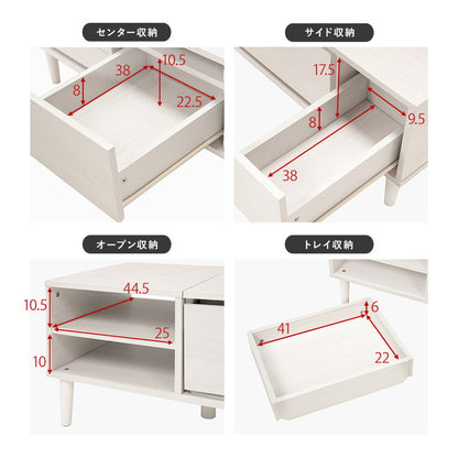 コスメテーブル 幅75 奥行45 高さ38 センターテーブル ドレッサー ローテーブル 北欧 シンプル おしゃれ 白 ホワイト 大理石調 韓国インテリア(代引不可)