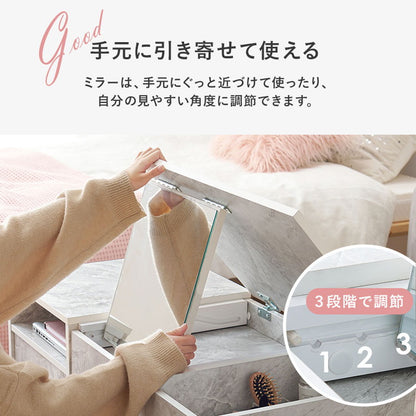 コスメテーブル 幅95 奥行45 高さ38 センターテーブル ドレッサー ローテーブル 北欧 シンプル おしゃれ 白 ホワイト 大理石調 韓国インテリア(代引不可)