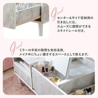 コスメテーブル 幅95 奥行45 高さ38 センターテーブル ドレッサー ローテーブル 北欧 シンプル おしゃれ 白 ホワイト 大理石調 韓国インテリア(代引不可)