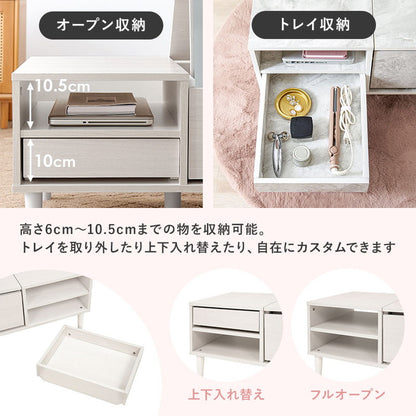 コスメテーブル 幅95 奥行45 高さ38 センターテーブル ドレッサー ローテーブル 北欧 シンプル おしゃれ 白 ホワイト 大理石調 韓国インテリア(代引不可)