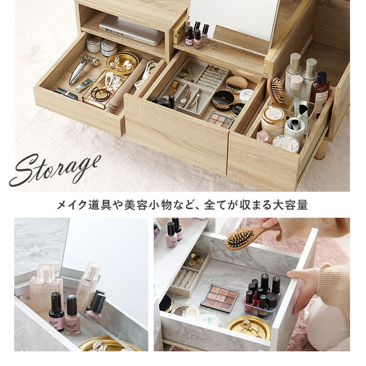 コスメテーブル 幅95 奥行45 高さ38 センターテーブル ドレッサー ローテーブル 北欧 シンプル おしゃれ 白 ホワイト 大理石調 韓国インテリア(代引不可)