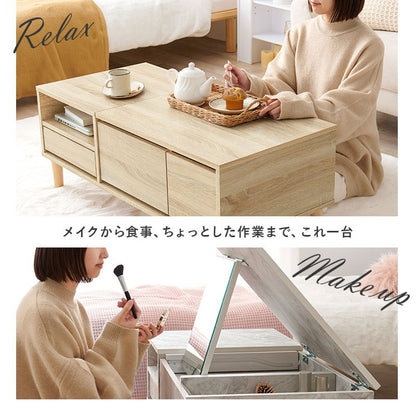 コスメテーブル 幅95 奥行45 高さ38 センターテーブル ドレッサー ローテーブル 北欧 シンプル おしゃれ 白 ホワイト 大理石調 韓国インテリア(代引不可)