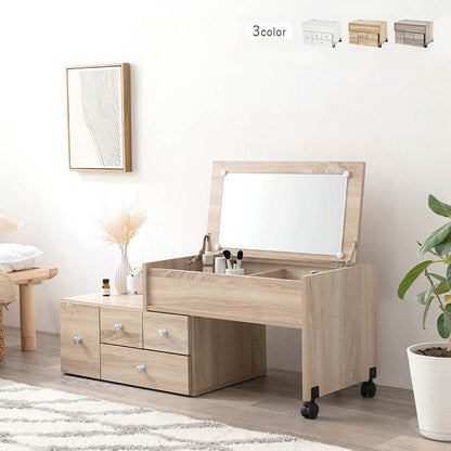 伸縮ドレッサー ロータイプ かわいい 幅63~110 コンセント付き 伸縮式 ロードレッサー 化粧台 鏡台 引き出し 収納 コスメボックス メイクボックス 大容量 姫系 おしゃれ(代引不可)