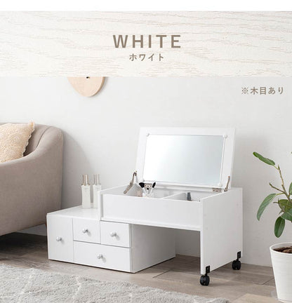 伸縮ドレッサー ロータイプ かわいい 幅63~110 コンセント付き 伸縮式 ロードレッサー 化粧台 鏡台 引き出し 収納 コスメボックス メイクボックス 大容量 姫系 おしゃれ(代引不可)