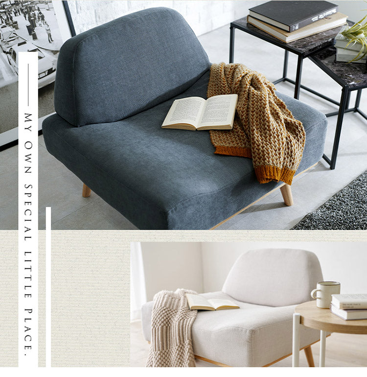 アームレスソファ ゆったり座面 幅75 奥行ワイド 脚付き 1人掛け 肘無し 1P 北欧 おしゃれ 天然木脚 ローソファー ファブリック 1Pソファ(代引不可)