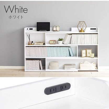 伸縮式 収納ヘッドボード 幅98~158 シングル セミダブル ダブル クイーン 対応 2口コンセント 巾木よけ スリム 棚 ラック 収納 本棚 オープンラック 木製 北欧 おしゃれ(代引不可)