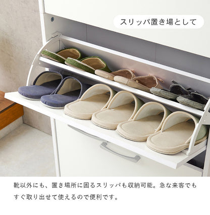 シューズラック 奥行24cm スリム 2段 最大12足収納 すっきり隠せる フラップ扉 玄関収納 引き出し付き シューズボックス 靴箱 下駄箱 スリムラック おしゃれ(代引不可)