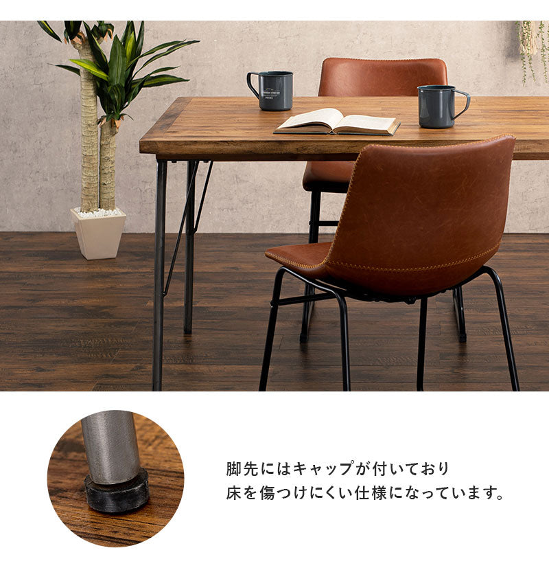 選べるダイニング3点セット 幅120cm 2人掛け ダイニングテーブルセット 2人用 アイアン脚 おしゃれ 無垢 天然木 北欧 ナチュラル ダイニングセット チェア ヴィンテージ調 ダイニングチェア(代引不可)