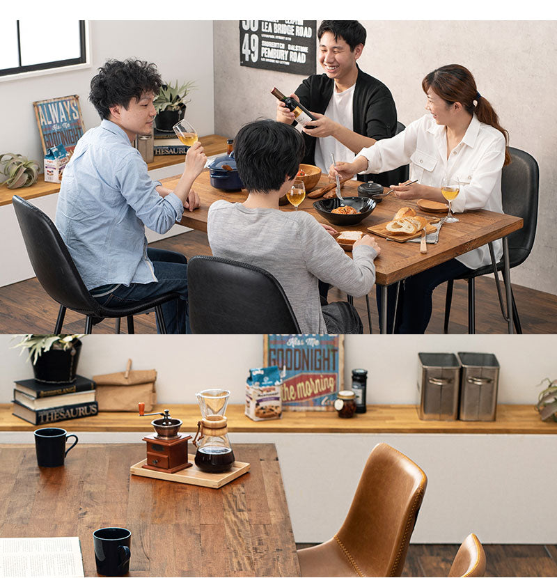 選べるダイニング5点セット 幅140cm 4人掛け ダイニングテーブルセット 4人用 アイアン脚 おしゃれ 無垢 天然木 北欧 ナチュラル ダイニングセット チェア ヴィンテージ調 ダイニングチェア(代引不可)