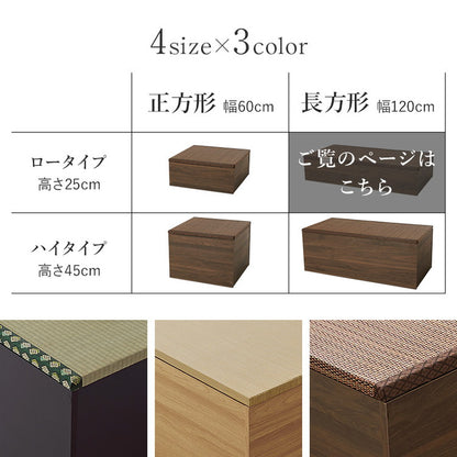 収納式 小上がり畳 120×60cm 高さ25cm 畳付き収納スツール 長方形 畳スツール ベンチ 畳ベッド 収納スツール 収納ボックス い草 萩原(代引不可)