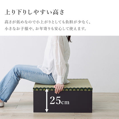 収納式 小上がり畳 120×60cm 高さ25cm 畳付き収納スツール 長方形 畳スツール ベンチ 畳ベッド 収納スツール 収納ボックス い草 萩原(代引不可)