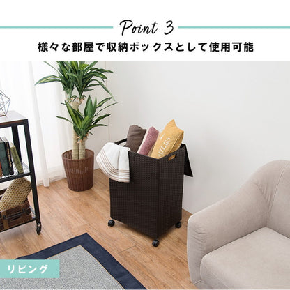 ランドリーボックス フタ付き 幅50cm ランドリーバスケット ラタン調 ランドリー収納 洗濯かご 収納ボックス おしゃれ シンプル 脱衣所 洗面所 キッチン リビング キャスター付き 縦型 大容量 防水(代引不可)