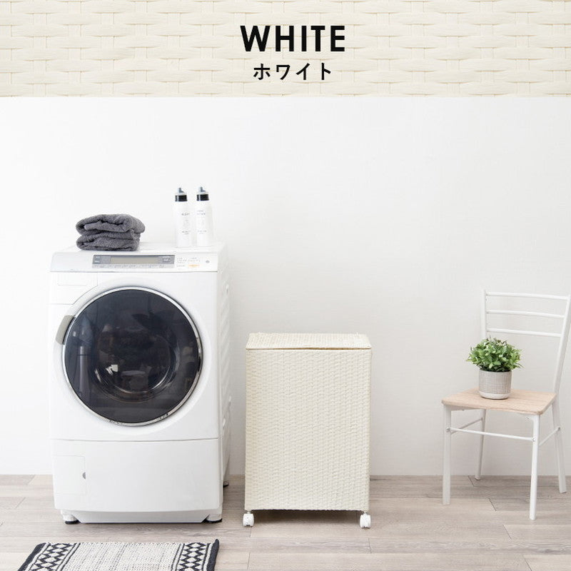 ランドリーボックス フタ付き 幅50cm ランドリーバスケット ラタン調 ランドリー収納 洗濯かご 収納ボックス おしゃれ シンプル 脱衣所 洗面所 キッチン リビング キャスター付き 縦型 大容量 防水(代引不可)