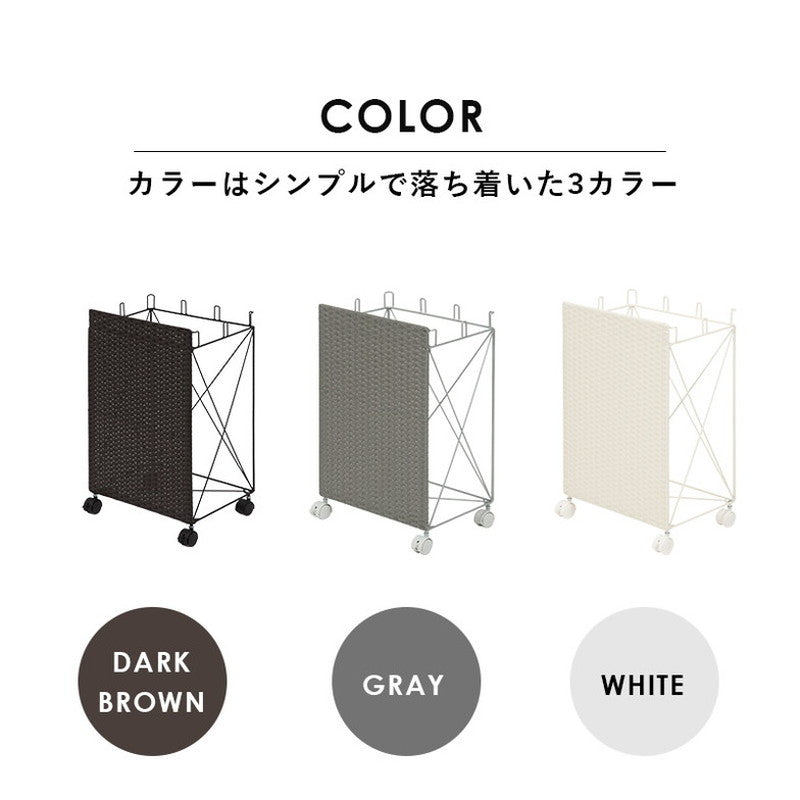 分別ごみ箱ラック 幅38cm ラタン調 ダストボックス 分別 キャスター付き ワイド おしゃれ シンプル キッチン リビング 脱衣所 洗面所 寝室 ラック 防水 北欧(代引不可)