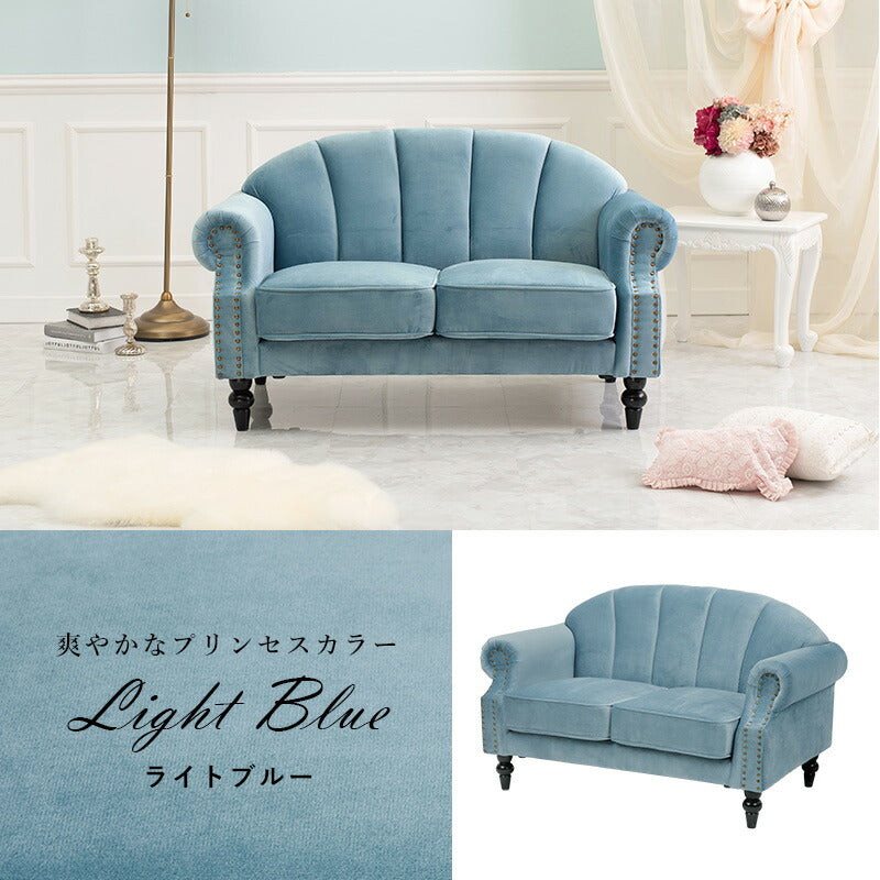 ソファ 2人掛け プリンセスソファ 貝殻モチーフ 2P 姫 エレガント 大人可愛い かわいい 肘付き 脚付き 完成品 姫系 ガーリー おしゃれ ソファー(代引不可)