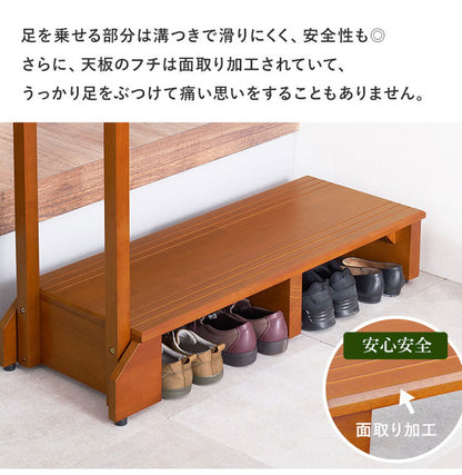 耐荷重100kg 手すり付き玄関踏み台 片側手すり 幅100cm 天然木 踏み台 頑丈 踏み台 ステップ 玄関 台 玄関踏み台 玄関ステップ 段差 昇降 玄関収納 つかまり 手すり(代引不可)