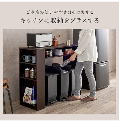 ゴミ箱上ラック 幅98.5cm 3分別タイプ ごみ箱上を有効活用 サイド収納付き 省スペース キッチンラック 作業台 作業スペース ごみ箱上ラック ゴミ箱上収納 ゴミ箱ラック ごみ箱ラック キッチン収納(代引不可)