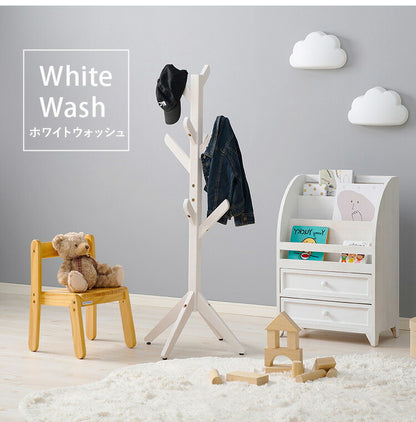 天然木のツリーハンガー 北欧 キッズ ポールハンガー ハンガーラック ハンガーポール ツリー型 子ども 子供 かわいい 可愛い 洋服掛け 子供部屋 収納 くすみカラー(代引不可)