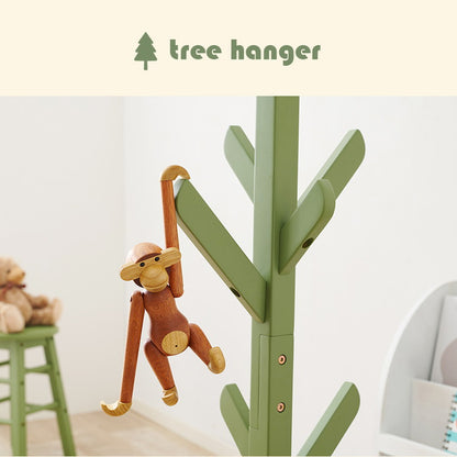 天然木のツリーハンガー 北欧 キッズ ポールハンガー ハンガーラック ハンガーポール ツリー型 子ども 子供 かわいい 可愛い 洋服掛け 子供部屋 収納 くすみカラー(代引不可)