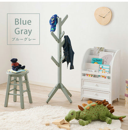 天然木のツリーハンガー 北欧 キッズ ポールハンガー ハンガーラック ハンガーポール ツリー型 子ども 子供 かわいい 可愛い 洋服掛け 子供部屋 収納 くすみカラー(代引不可)