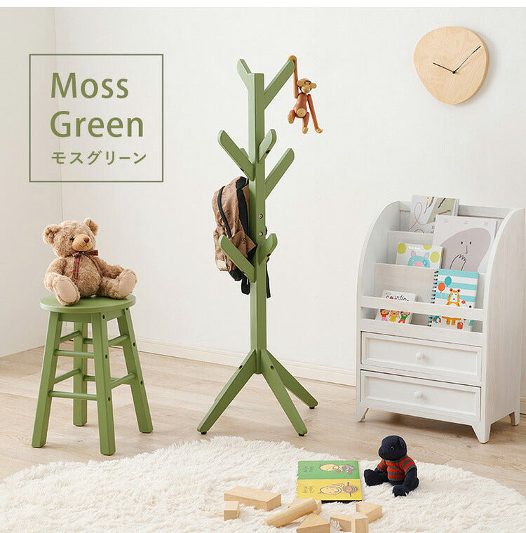 天然木のツリーハンガー 北欧 キッズ ポールハンガー ハンガーラック ハンガーポール ツリー型 子ども 子供 かわいい 可愛い 洋服掛け 子供部屋 収納 くすみカラー(代引不可)