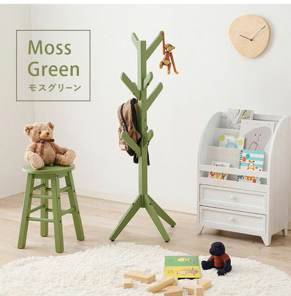 天然木のツリーハンガー 北欧 キッズ ポールハンガー ハンガーラック ハンガーポール ツリー型 子ども 子供 かわいい 可愛い 洋服掛け 子供部屋 収納 くすみカラー(代引不可)