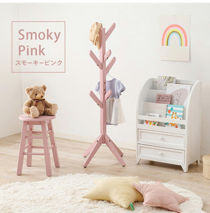 天然木のツリーハンガー 北欧 キッズ ポールハンガー ハンガーラック ハンガーポール ツリー型 子ども 子供 かわいい 可愛い 洋服掛け 子供部屋 収納 くすみカラー(代引不可)