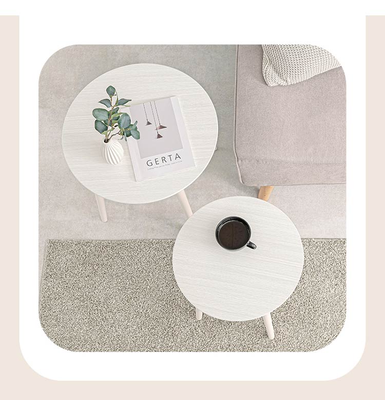 サイドテーブル 2個セット 円形 ネストテーブル 直径50/40 おしゃれ 丸 コンパクト ナイトテーブル 北欧 リビングテーブル ディスプレイ 玄関 白 韓国インテリア(代引不可)