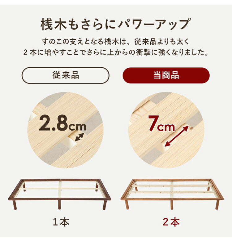 耐荷重350kg 頑丈すのこベッド シングルロング 敷布団・マットレス対応 高さ調整 3段階 ベッドフレーム 天然木 木製 すのこ シンプル 北欧 ナチュラル おしゃれ(代引不可)