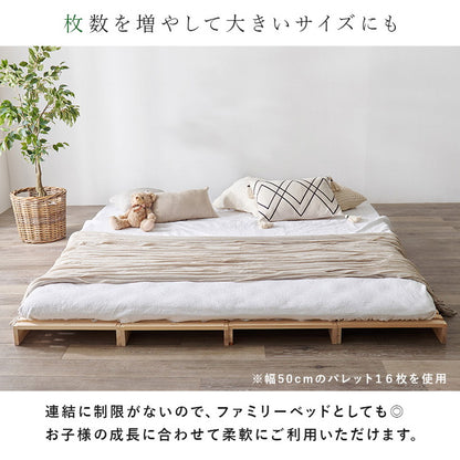 パレットベッド ひのき 8枚セット セミダブル 耐荷重350kg 頑丈ひのきパレット 連結金具付き 桧 檜 天然木 ローベッド ベッドフレーム すのこ 分割式 ベッド(代引不可)