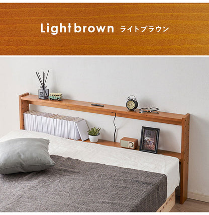 天然木 後付けヘッドボード 高さ調節式 ダブル 幅140cm コンセント付き 薄型 スリム 壁付け 可動棚式 ベッド用 ローベッド用 ヘッドボード 単品 本棚 ラック 書棚(代引不可)