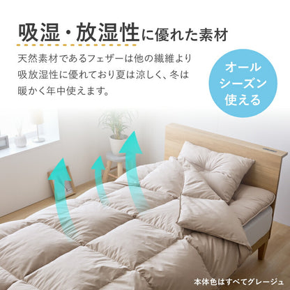 羽根布団セット 7点 シングル 増量スモールフェザー 羽根布団 吸湿 放湿 弾力性 軽量 通気性 ウレタン 中空わた敷布団 布団カバー3点セット付きカバー丸洗い可能 収納袋付き 圧縮梱包