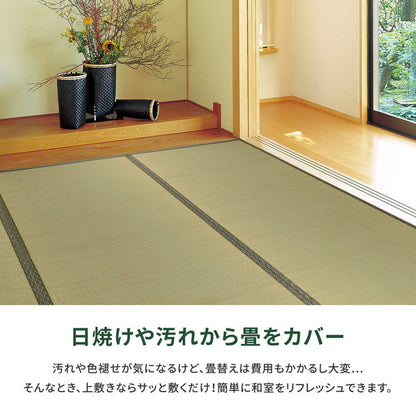 い草上敷き い草カーペット 柳川 やながわ 本間8畳 382×382cm 双目織り 和風 和室 無地 抗菌・防臭 萩原(代引不可)