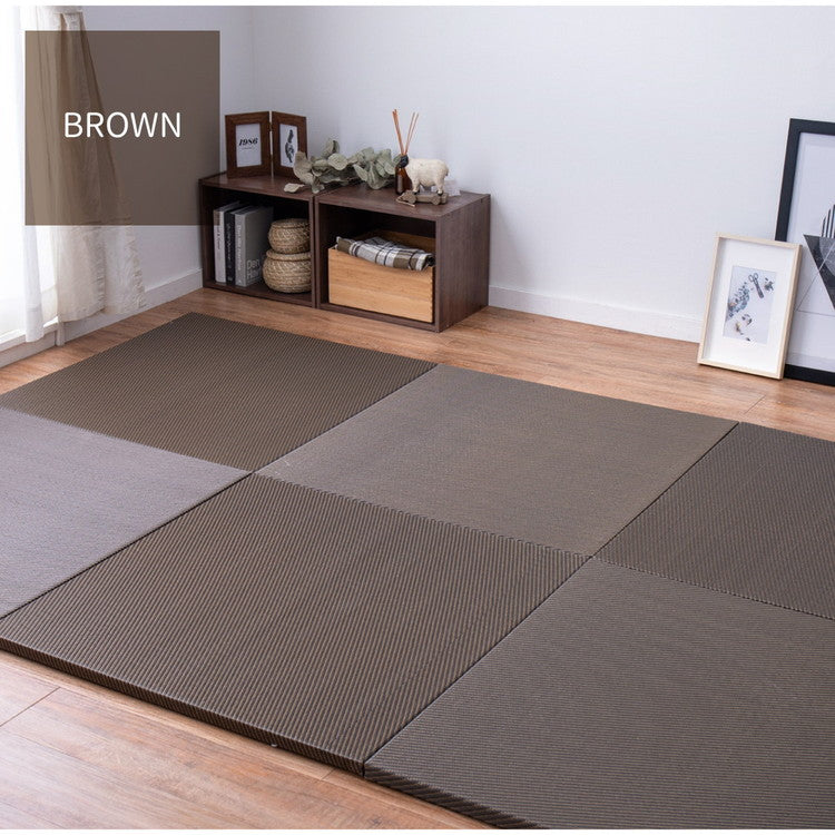 置き畳 水拭きできる PP畳 82×82cm 約半畳 1枚 グリーン ブラウン い草風 綾模様 フロア畳 ユニット畳 システム畳 厚手 フローリング畳 滑り止め付 萩原(代引不可)