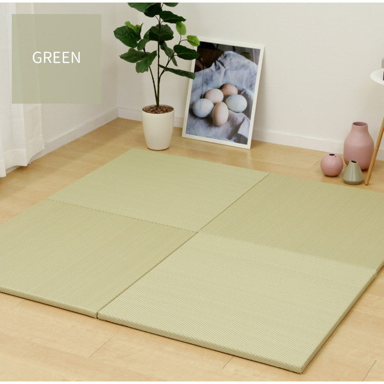 【6枚セット】 置き畳 水拭きできる PP畳 82×82cm 約半畳 グリーン ブラウン い草風 綾模様 フロア畳 ユニット畳 システム畳 厚手 フローリング畳 滑り止め付 萩原(代引不可)