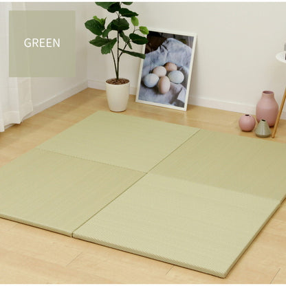 【9枚セット】 置き畳 水拭きできる PP畳 82×82cm 約半畳 グリーン ブラウン い草風 綾模様 フロア畳 ユニット畳 システム畳 厚手 フローリング畳 滑り止め付 萩原(代引不可)