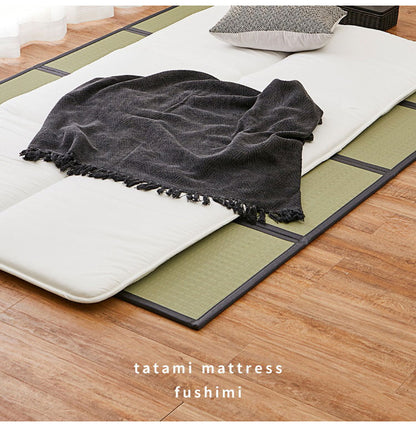 水拭きできる い草風4つ折り畳マットレス セミダブル い草風 水拭きOK 置き畳 縁あり ごろ寝マット ユニット畳 和風 折り畳み 収納式 マットレス(代引不可)