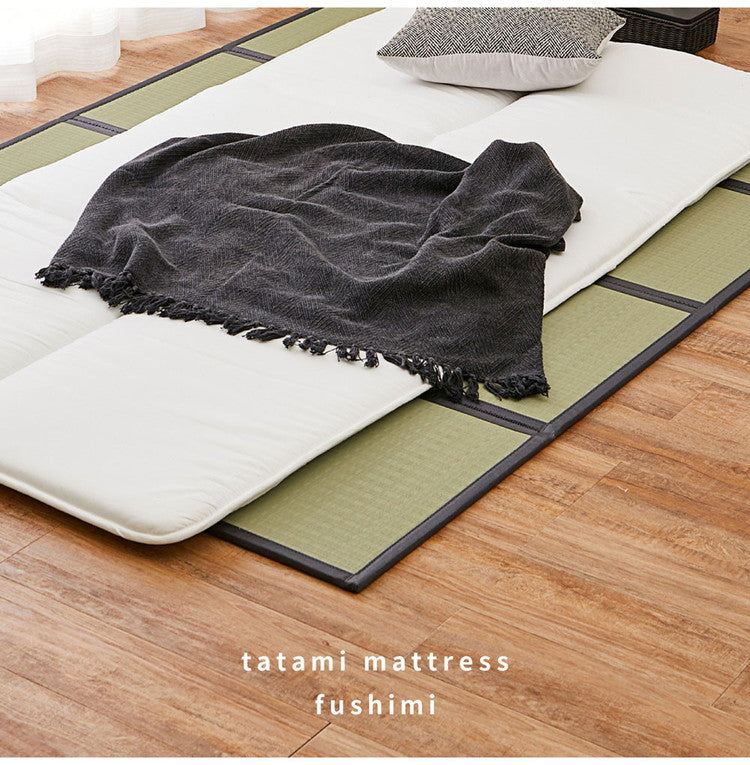 水拭きできる い草風4つ折り畳マットレス ダブル い草風 水拭きOK 置き畳 縁あり ごろ寝マット ユニット畳 和風 折り畳み 収納式 マットレス(代引不可)