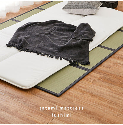 水拭きできる い草風4つ折り畳マットレス ダブル い草風 水拭きOK 置き畳 縁あり ごろ寝マット ユニット畳 和風 折り畳み 収納式 マットレス(代引不可)