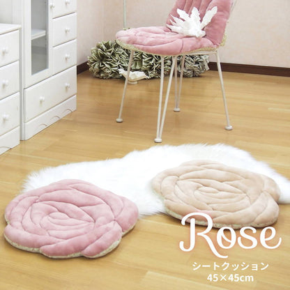 クッション バラ柄 姫系 座布団 ローズ 45×45cm とろける肌触り シートクッション 子供部屋 女の子 かわいい おしゃれ(代引不可)