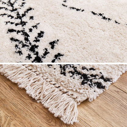 ベルギー製 ウィルトンラグ 200×250cm ベニワレン風 BOHO シャギーラグ 床暖房対応 大柄チェック モノトーン シック シャビー ラグ ラグマット カーペット おしゃれ(代引不可)