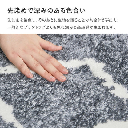 ベニワレン風 デザインラグ 185×185cm モロッカン 先染め仕様 ウレタン12mm ふっくら ラグ 床暖房対応 ラグマット カーペット 絨毯 モノトーン おしゃれ(代引不可)