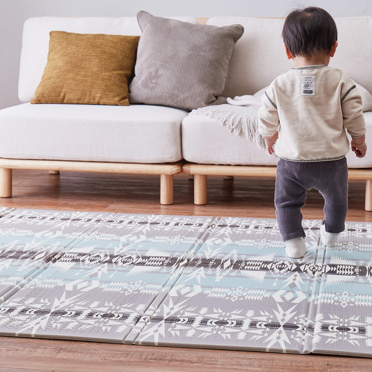キリム柄 クッションプレイマット 118×176cm 撥水 耐熱 防音 エクスキリム プレイマット 折りたたみ マット クッションマット キャンプ アウトドア レジャシート 子ども部屋 ペット(代引不可)