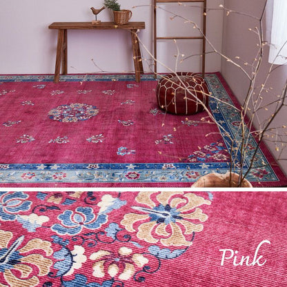 洗える 花柄フランネルラグ ミュゲ 円形 直径140cm 手洗いOK 滑り止め付き フェミニン シノワズリ 転写 韓国インテリアかわいい 可愛い おしゃれ(代引不可)