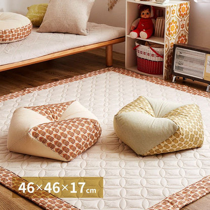 昭和レトロ おじゃみクッション アトレ 約46×46×17cm 座布団 スツール オットマン オールシーズン かわいい 可愛い おしゃれ(代引不可)