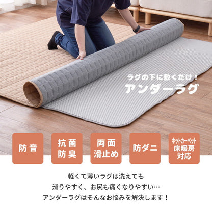 ラグの下に敷くラグ 170×170cm 防音 アンダーラグ 両面すべり止め 防ダニ 抗菌 ウレタン入り 下敷き 滑り止め ホットカーペット対応 床暖房対応 ふっくら ふかふか ピタっと敷ける 絨毯(代引不可)